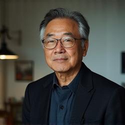 Portrait of Kenji Tanaka, lead instructor for Graphic Design. He is a Japanese man with a discerning gaze, dressed professionally, with subtle artistic details in the background suggestive of a creative studio in Tokyo.