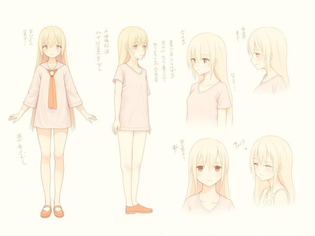 未来的なデザイン要素を持つキャラクターデザインシート