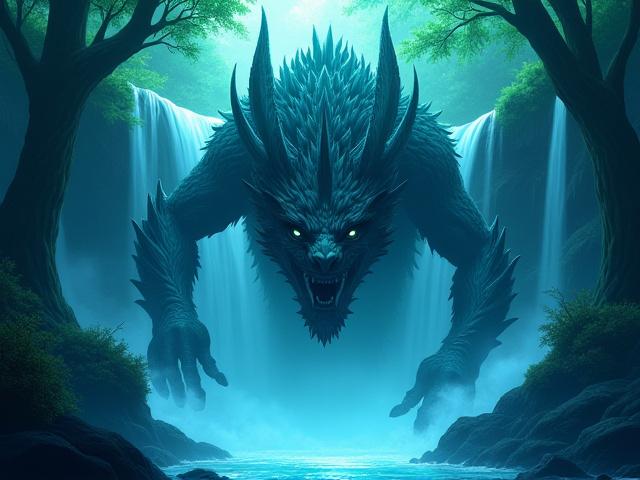 壮大なスケールのファンタジー生物の詳細なイラスト