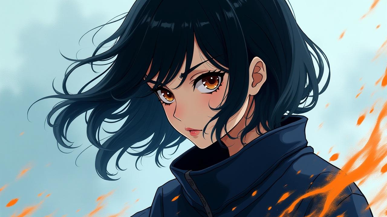 学生作品：力強い眼差しを持つ女性のキャラクター