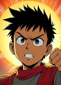 A manga panel showing a character with determined resolve, ready for action